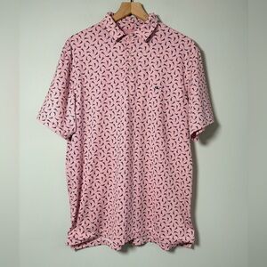 Vineyard Vines Pink and Blue Marlin Performance Golf Polo Shirt